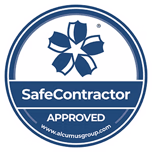 SafeContractor Approved seal badge from Alcumus Group